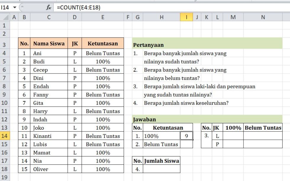 Contoh dan Penjelasan Fungsi COUNT Excel dan Variannya | Depot Excel