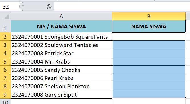 tabel Mengambil Kata dari Teks Bercampur Angka