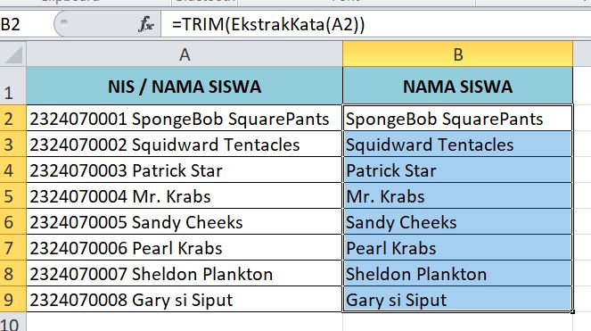 hasil Mengambil Kata dari Teks Bercampur Angka