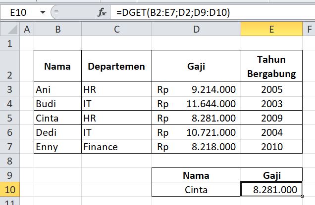 contoh penerapan fungsi dget