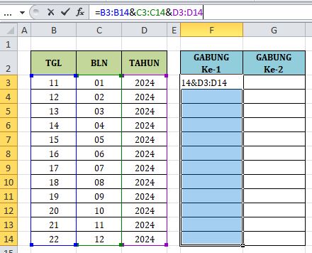 formula array untuk menggabungkan data tanggal bulan dan tahun