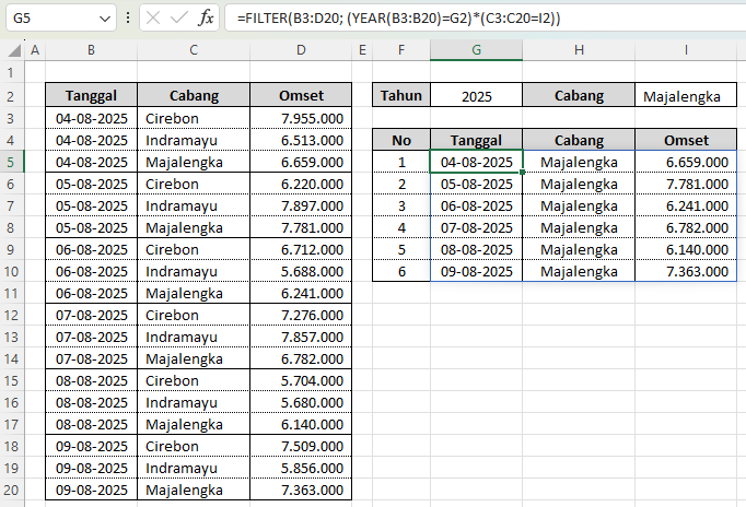 cara rekap omset tahunan di Excel