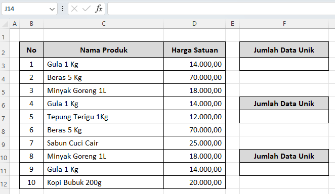 3 cara menjumlah data unik di Excel secara otomatis