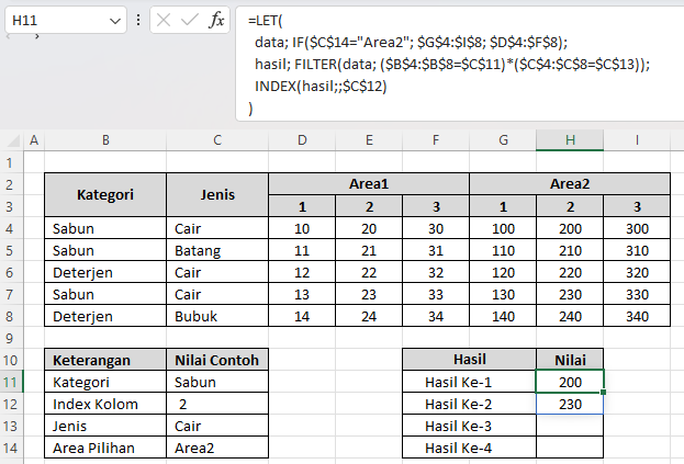 Cara Filter Data Berdasarkan Index Kolom di Excel Menggunakan Rumus FILTER dan INDEX