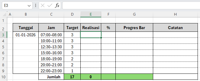 Template monitoring berhenti merokok di Excel