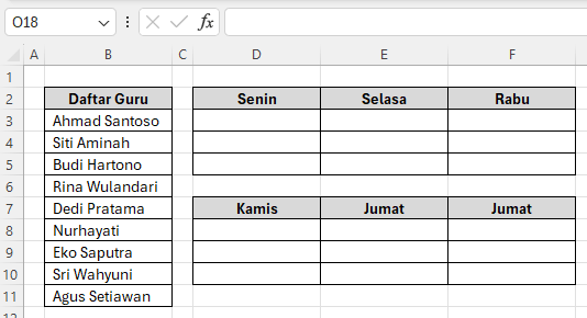 Template VBA Excel acak jadwal piket