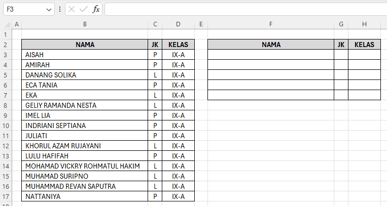 cara mengambil data secara acak di Excel