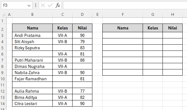Cara Filter Data Tanpa Kosong di Excel